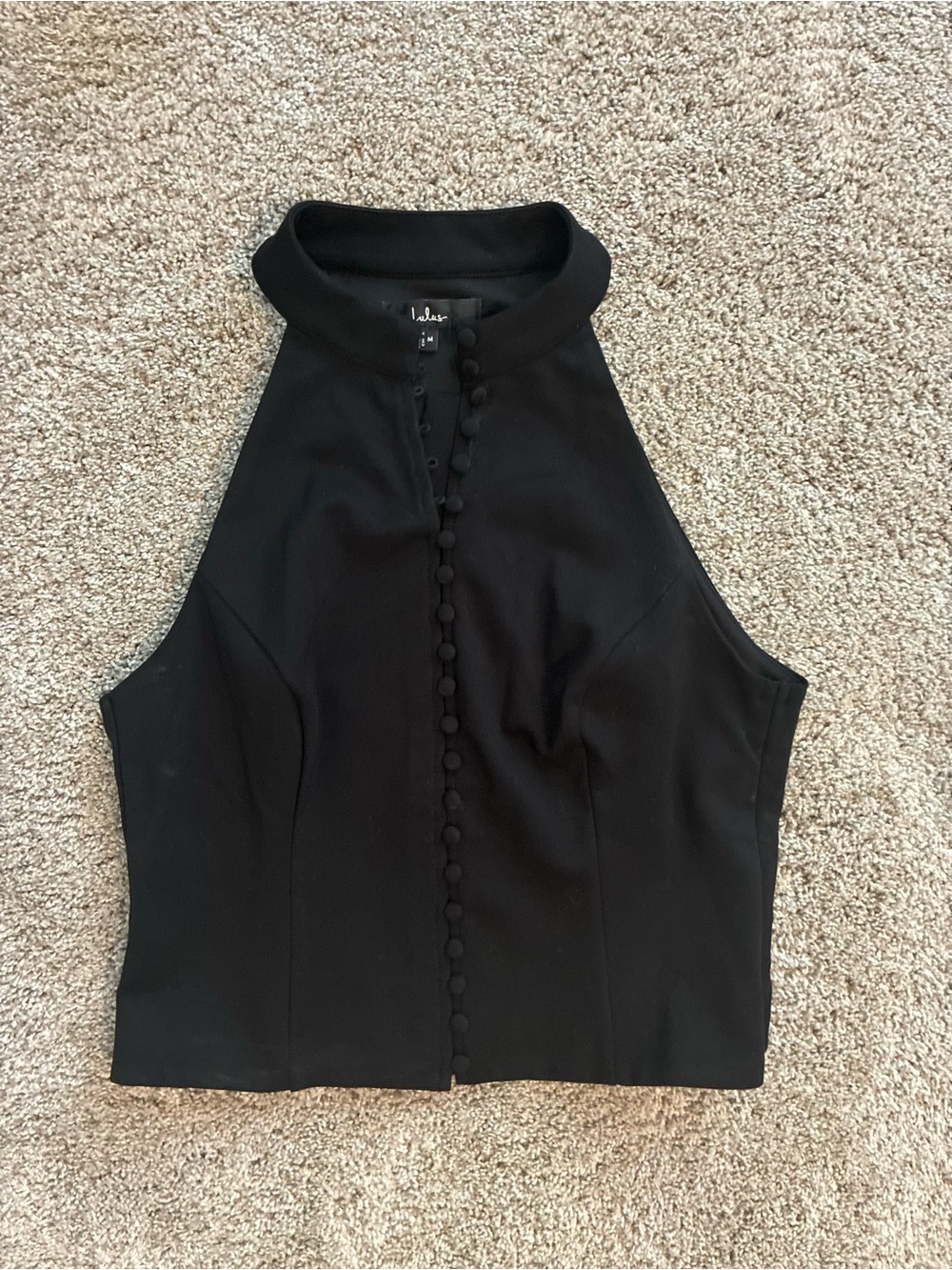 NWT Lulu's Black High-Neck Button-Front Halter Camisole